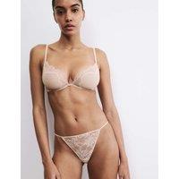 Rosie Nolana Lace Tanga Brazilian Knickers Natural