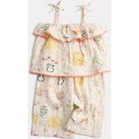 M&S 2 Piece Cotton Rich Printed Outfit (0-5 Yrs) Multi