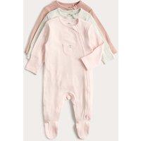 M&S 3 Pack Cotton Rich Sleepsuits (6lbs-3 Yrs) Pink