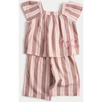 M&S 2 Piece Pure Cotton Stripe Outfit (0-5 Yrs) Brown Mix