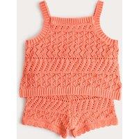M&S 2 Piece Pure Cotton Crochet Outfit (0-5 Yrs) Orange