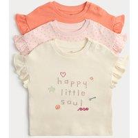 M&S 3 Pack Pure Cotton Happy Little Soul Tops (0-5 Yrs) Multi