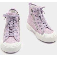 M&S Kids' Glitter High Top Trainers (4 Small - 6 Large) Lilac