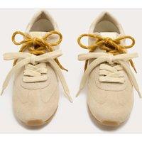 M&S Suede Double Lace Up Trainers Buttermilk