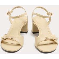 M&S Buckle Ankle Strap Block Heel Sandals Buttermilk