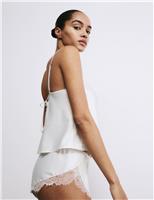 Rosie Forget Me Not Satin & Lace Cami top Ivory