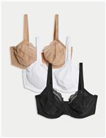 M&S 3pk Wired Full Cup Minimiser Bras C-H Pink Mix