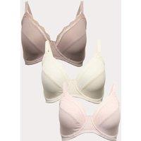 M&S 3pk Wired Full Cup Minimiser Bras C-H Pink Mix