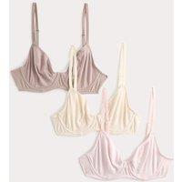 M&S 3 Pack Cotton Rich Wired Full Cup Bras (A-E) Oatmeal Mix
