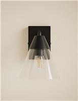 M&S Square Base Cone Hinged Wall Light Black