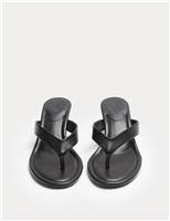 M&S Kitten Heel Toe Post Sandals Black