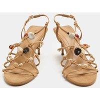 M&S Beaded Strappy Stiletto Sandals Sand