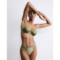 Rosie Silk & Lace High Leg Knickers Olive