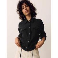 Per Una Pure Cotton Double-Cloth Shirt Black