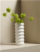 M&S X Kelly Hoppen Tall Ribbed Ceramic Vase White
