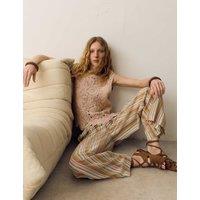 Per Una Crochet Look Knitted Vest Beige