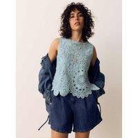 Per Una Crochet Look Knitted Vest Light Green