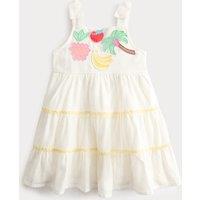M&S Pure Cotton Tropical Fruit Dress (2-10 Yrs) Ivory