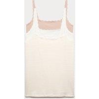 M&S 3pk Cotton Rich Lace Trim Vests Ivory Mix