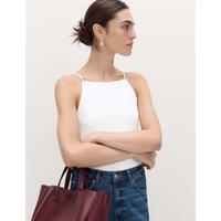 M&S Cotton Rich Square Neck Spaghetti Strap Vest White