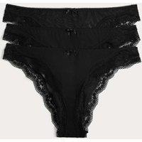 M&S 3 Pack Jasmine Mesh Brazilian Knickers Black