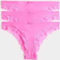 M&S 3 Pack Jasmine Mesh Brazilian Knickers Pink Shimmer