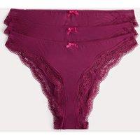 M&S 3 Pack Jasmine Mesh Brazilian Knickers Dark Raspberry