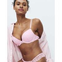 M&S Ida Lace Wired Push-Up Plunge Bra (A-E) Pink Sorbet