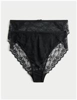M&S 2 Pack Ida Lace High Waisted High Leg Knickers Pink Sorbet