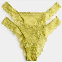 M&S 2 Pack Ida Lace Miami Knickers Bright Lime