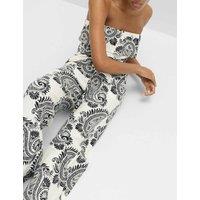 M&S Linen Rich Drawstring Wide Leg Trousers White/Black