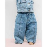 M&S Pure Cotton Barrel Jeans (0-5 Yrs) Denim