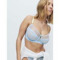M&S Ida Lace Wired Minimiser Bra (C-G) Blue Tint