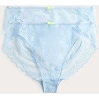 M&S 2 Pack Ida Lace High Waisted High Leg Knickers Blue Tint