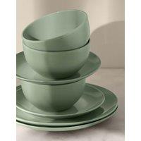 M&S 12 Piece Everyday Dinner Set Sage