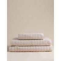 M&S Pure Cotton Popcorn Stripe Towel Linen
