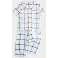 M&S Woven Checked Revere Pyjamas (9 Mths-8 Yrs) Blue Mix