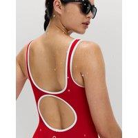 Goodmove Tummy Control Padded Ribbed Swimsuit Poppy