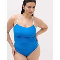 Goodmove Tummy Control Contrast Square Neck Tankini Top Blue