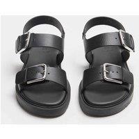 M&S Leather Buckle Ankle Strap Flatform Sandals Black