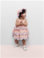 Pure Cotton Striped Scallop Dress (0-5 Yrs)