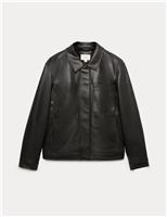 M&S Faux Leather Trucker Jacket Black