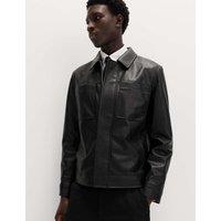 M&S Faux Leather Trucker Jacket Black