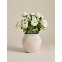 M&S Artificial Ranunculus Arrangement in Ceramic Pot White