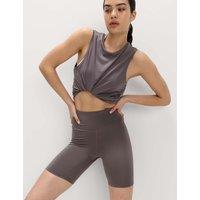 Goodmove Essential High Waisted Fitted Shorts Mid Grey