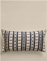 Pure Cotton Embroidered Grid Bolster Cushion