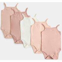 M&S 5 Pack Pure Cotton Strappy Bodysuits (6lbs - 3 Yrs) Pink