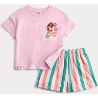 M&S 2 Piece Pure Cotton Moana Outfit (2-8 Yrs) Pink