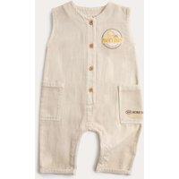 M&S Cotton Rich Winnie the Pooh Romper (0-3 Yrs) Grey