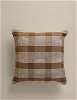 M&S Pure Cotton Checked Textured Cushion Caramel